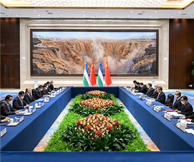习近平同乌兹别克斯坦总统会谈